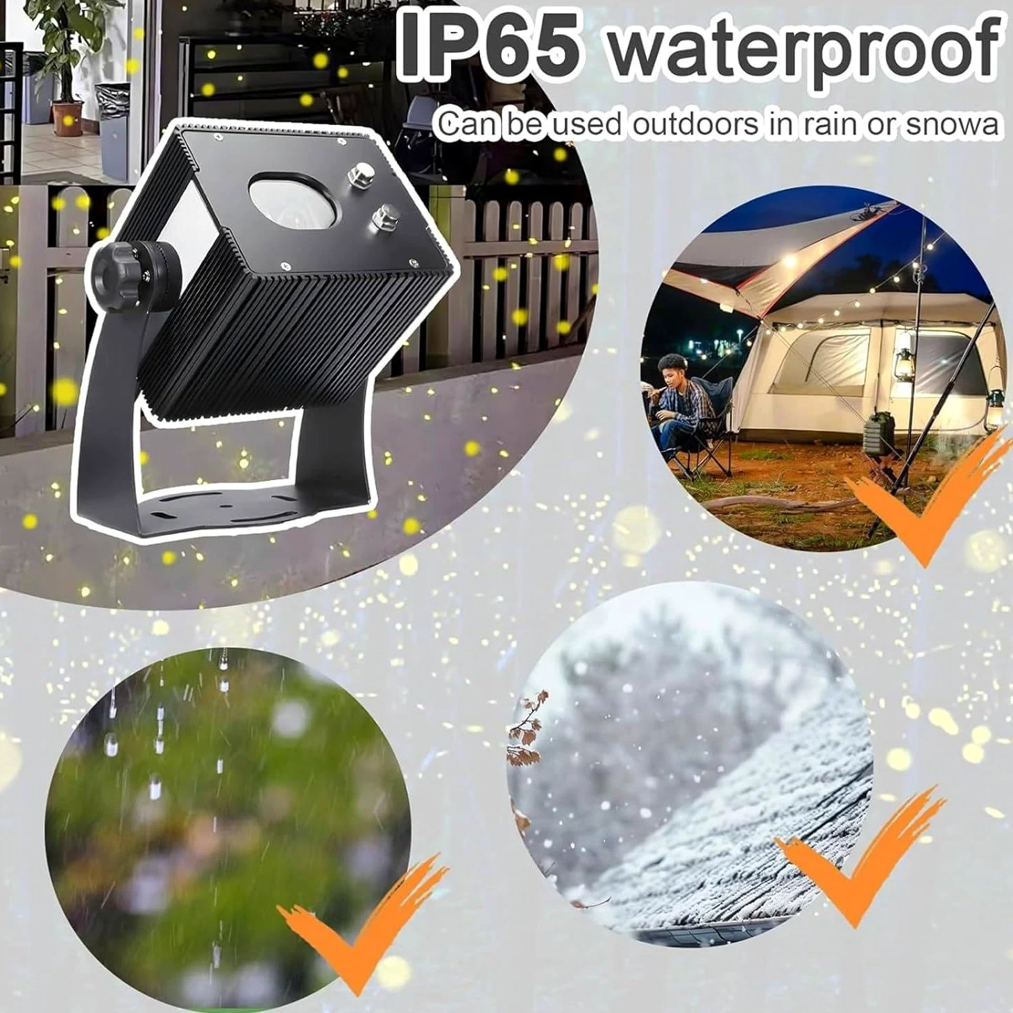 Luci di Natale con Proiettore Laser da 1500 MW (450 NM), Luci da Giardino Dinamiche Firefly, Faretto da Giardino Impermeabile Ip65 per Vacanze, Feste, Matrimoni Yellow