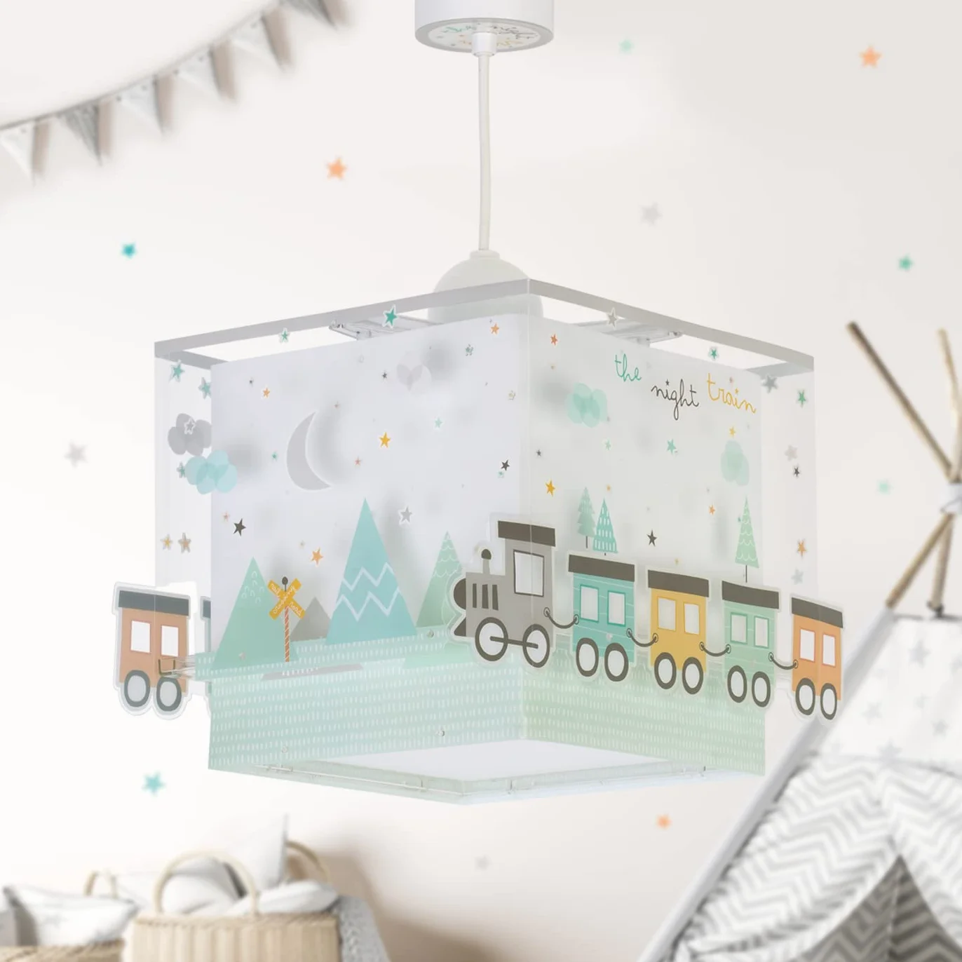 Dalber - Lampada da soffitto E-27, Il treno notturno, Multicolore, 24 x 32 x 21.5