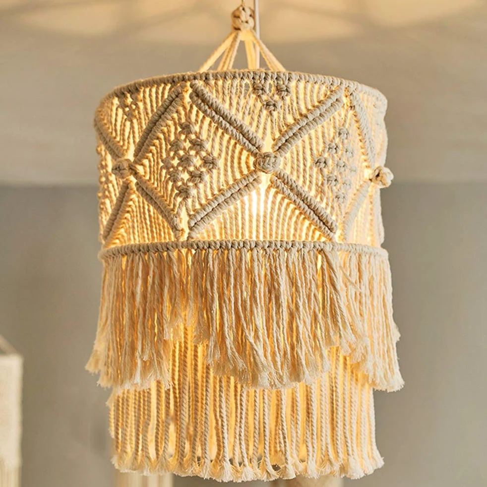 Arazzo da Parete Fatto Un Mano Paralume Macrame Boho Decor Nappa Arazzo Sfondo Testiera Appeso Un Parete