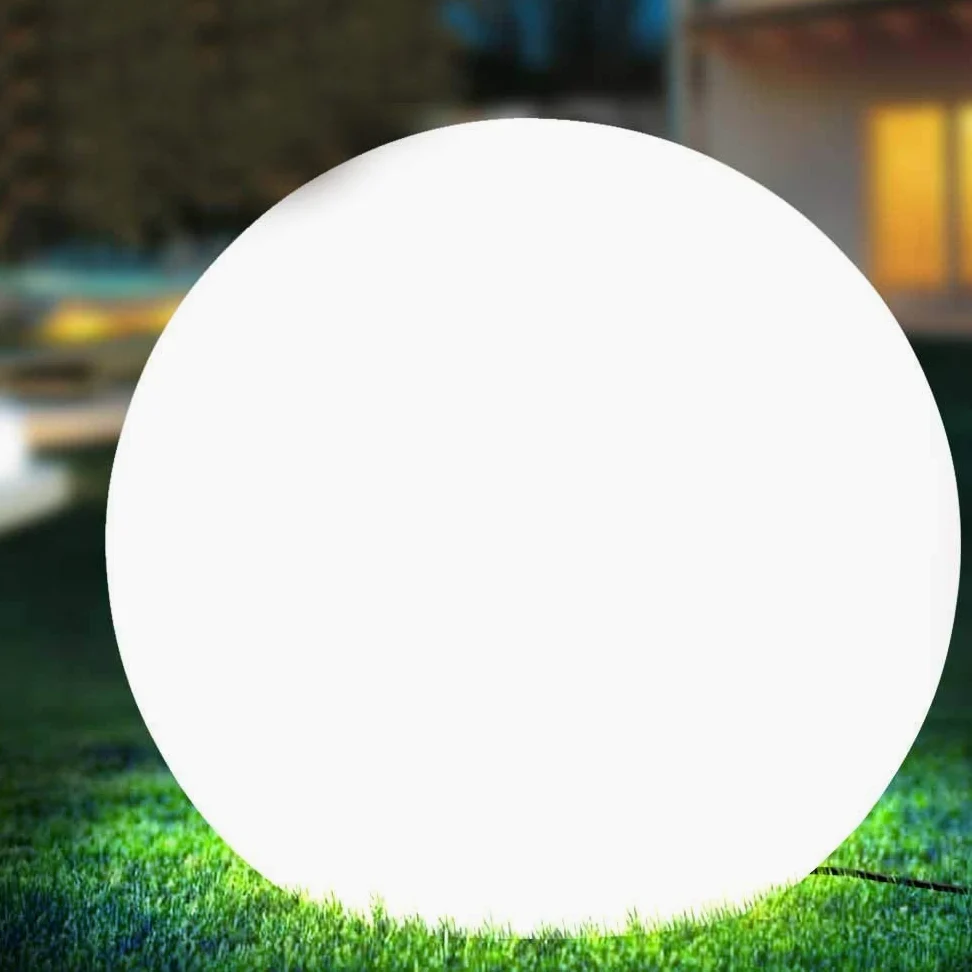 BAKAJI Lampada Design Sfera da Giardino Diametro 40 cm Luce Illuminazione Esterno da Terra o Tavolo Attacco E27 Lampadina Max 25W Colore Bianco con Picchetti di Fissaggio al Terreno (40 cm)