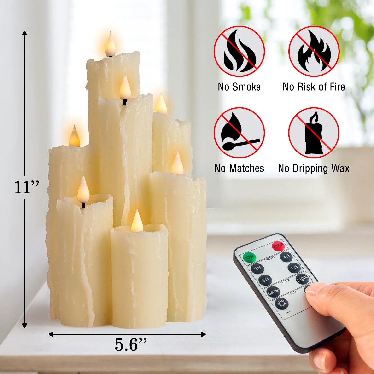 Candele a LED senza fiamma con funzione timer telecomando, candele a batteria, candele a LED avorio, design unico senza fiamma, vera cera