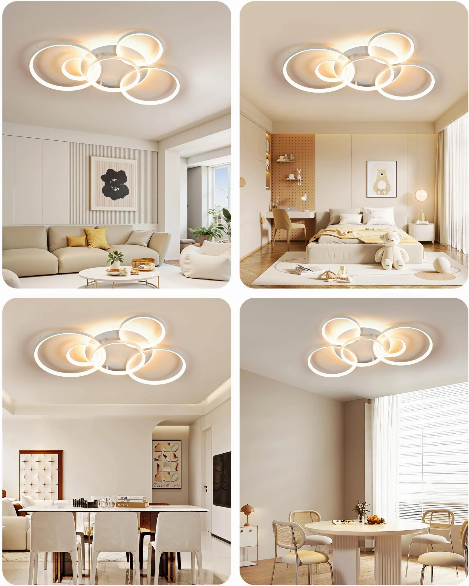 Plafoniera LED Soffitto Moderna, Lampadario Camera da Letto 86 * 60cm，Plafoniera LED Dimmerabile 3000K-6000K per Soggiorno Camera da Letto Sala da Pranzo 75W