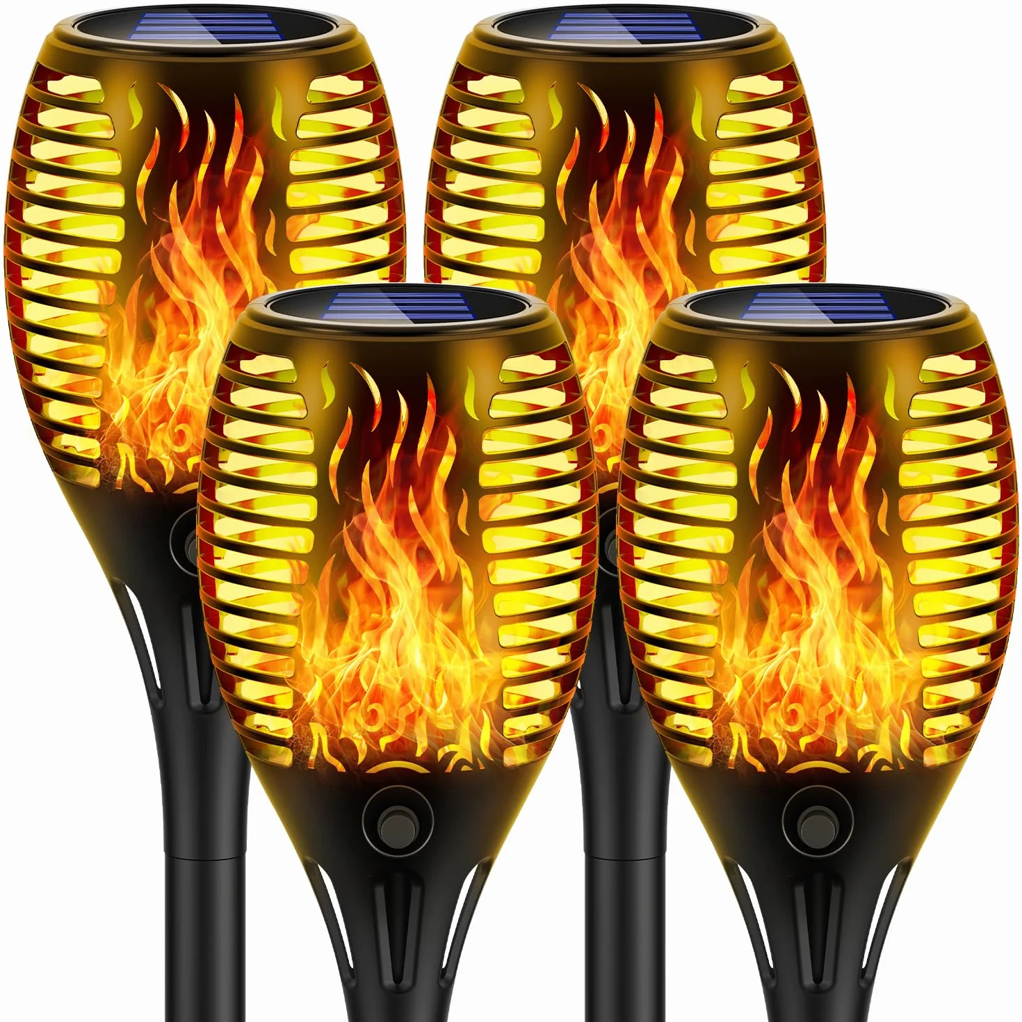 Lampade solari per giardino esterno con effetto di fiamma realistico, lampada solare impermeabile IP65, 33 LED. Ideale per sentieri, terrazze, campeggio e decorazione, 4 pezzi