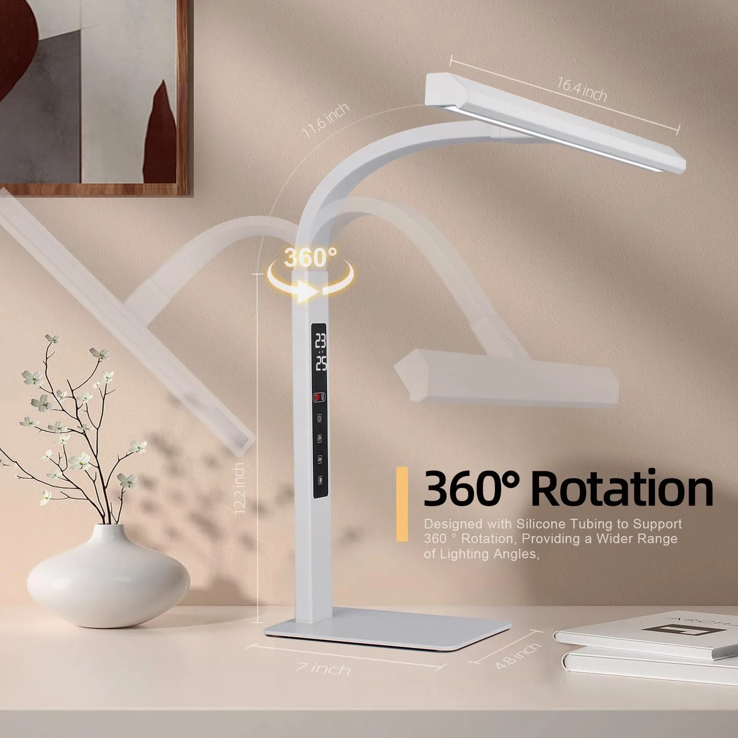 Lampada da scrivania a LED per ufficio domestico, luce da lavoro per computer architetto, temperatura di colore touch dimmerabile e tubo flessibile regolabile a collo d'oca. lampada da scrivania con