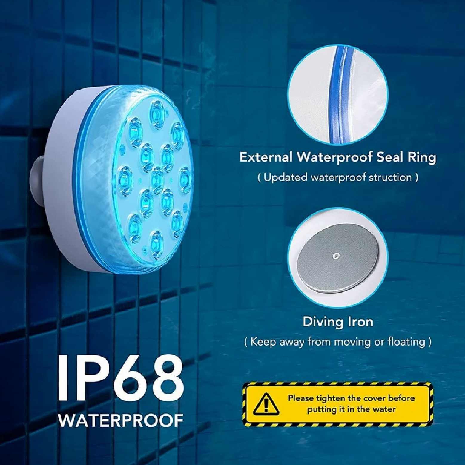 Luci per Piscina a LED da 4 Pezzi, Luci Subacquee Impermeabili con Telecomando, Luci a LED a Ventosa Sommergibile IP68