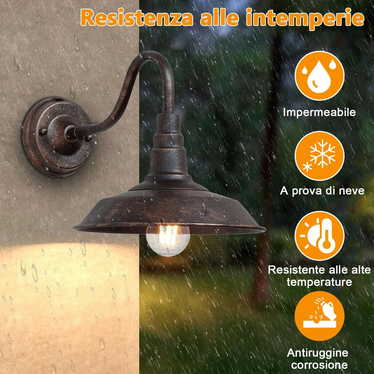 2 Pezzi IP54 impermeabile applique da parete per esterni 10 "applique da parete per esterni in bronzo retrò E27 lampada da parete in ferro antico casale lanterna esterna per portico garage