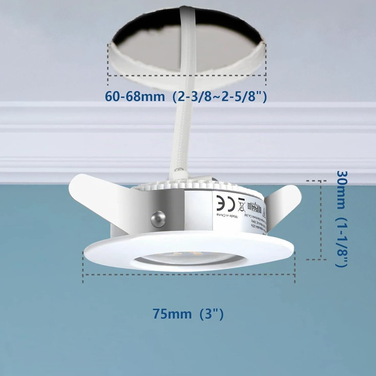 HiBay 6 Faretti Led da Incasso per Cartongesso 5W Ultrasottili Faretti Led Soffitto Incasso 500LM,6000K Bianco Freddo,220V IP44,Diametro Foro Ø60mm-65mm per Bagno,Esterno