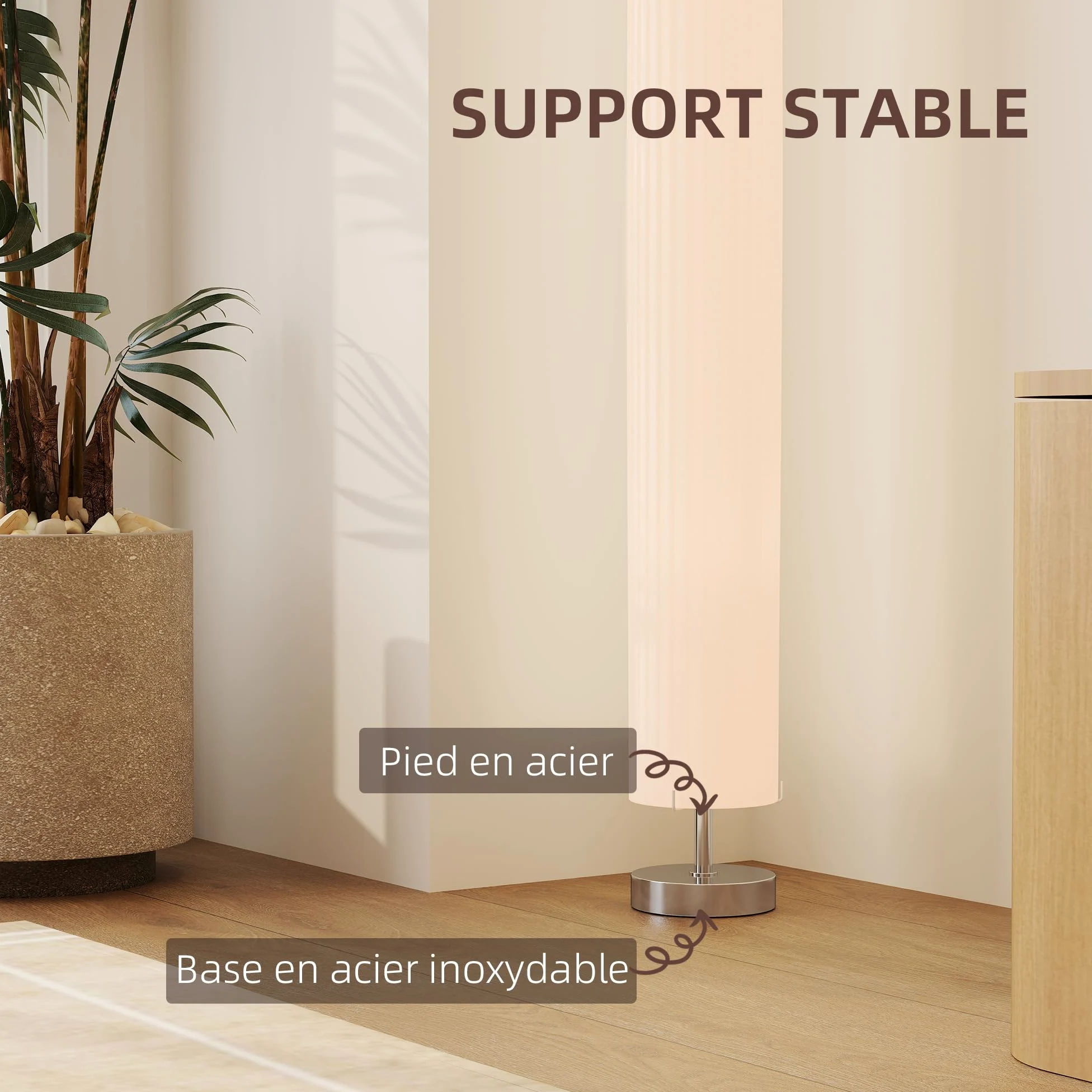 HOMCOM Lampada da terra soggiorno paralume poliestere, 2x E27 | Lampada da terra con interruttore a pedale, base in acciaio, lampada a stelo per camera da letto, ufficio.