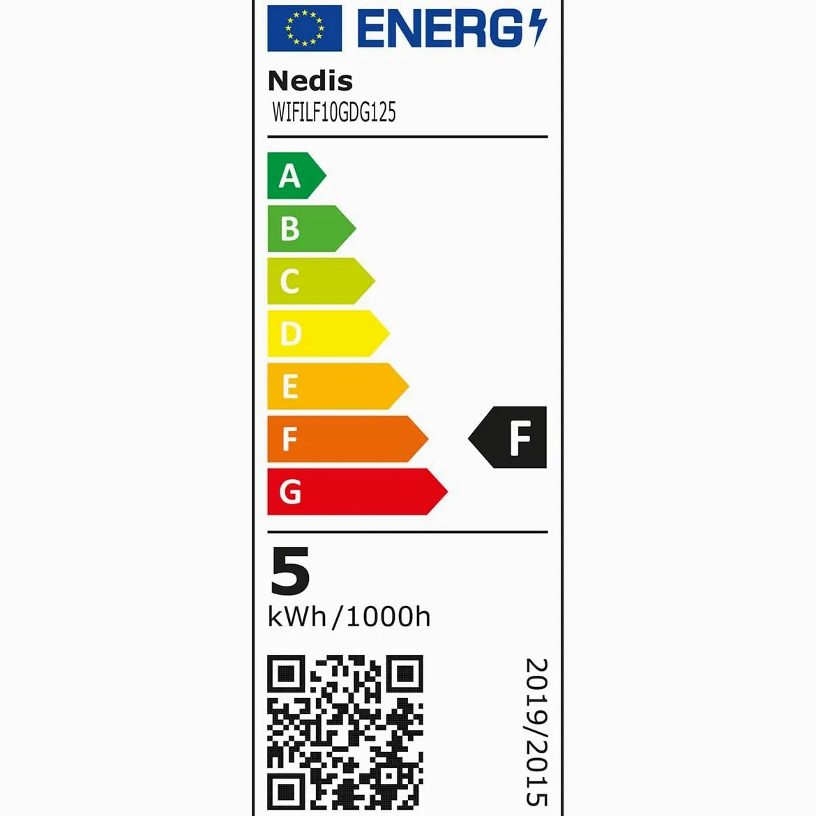 Nedis – Lampadina a filamento Smart WiFi – E27 – 125 mm – 5 W – 500 lm – Controllo app – Facile da configurare – Flusso luminoso nominale: 500 lm – Colore: oro – Materiale: vetro