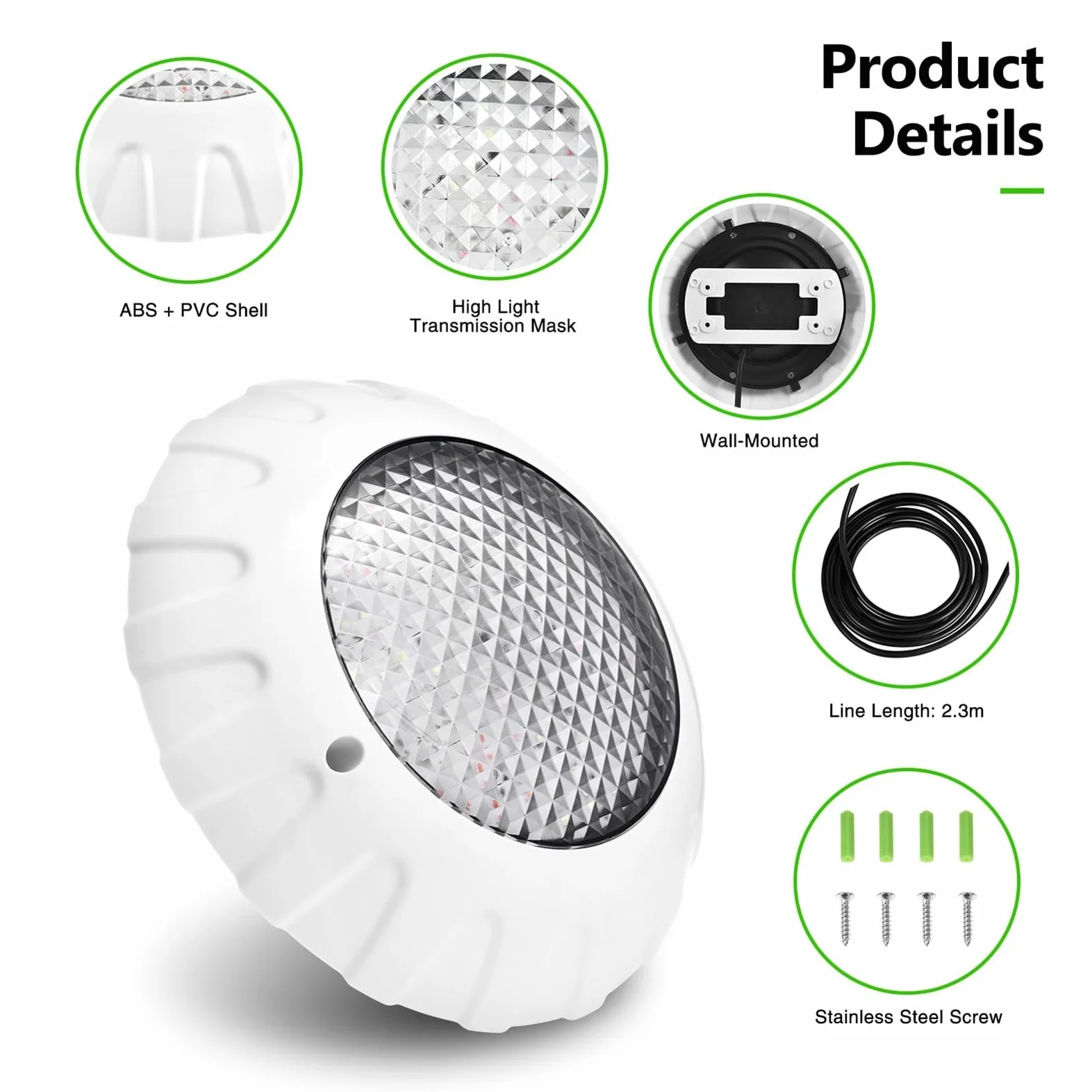 EDEDE Luci Piscina, 2 Pezzi Luce Subacquea 12V Luce for Piscina montata a Parete Impermeabile Colorata Luce for Piscina Telecomando Senza Fili Paesaggio LED