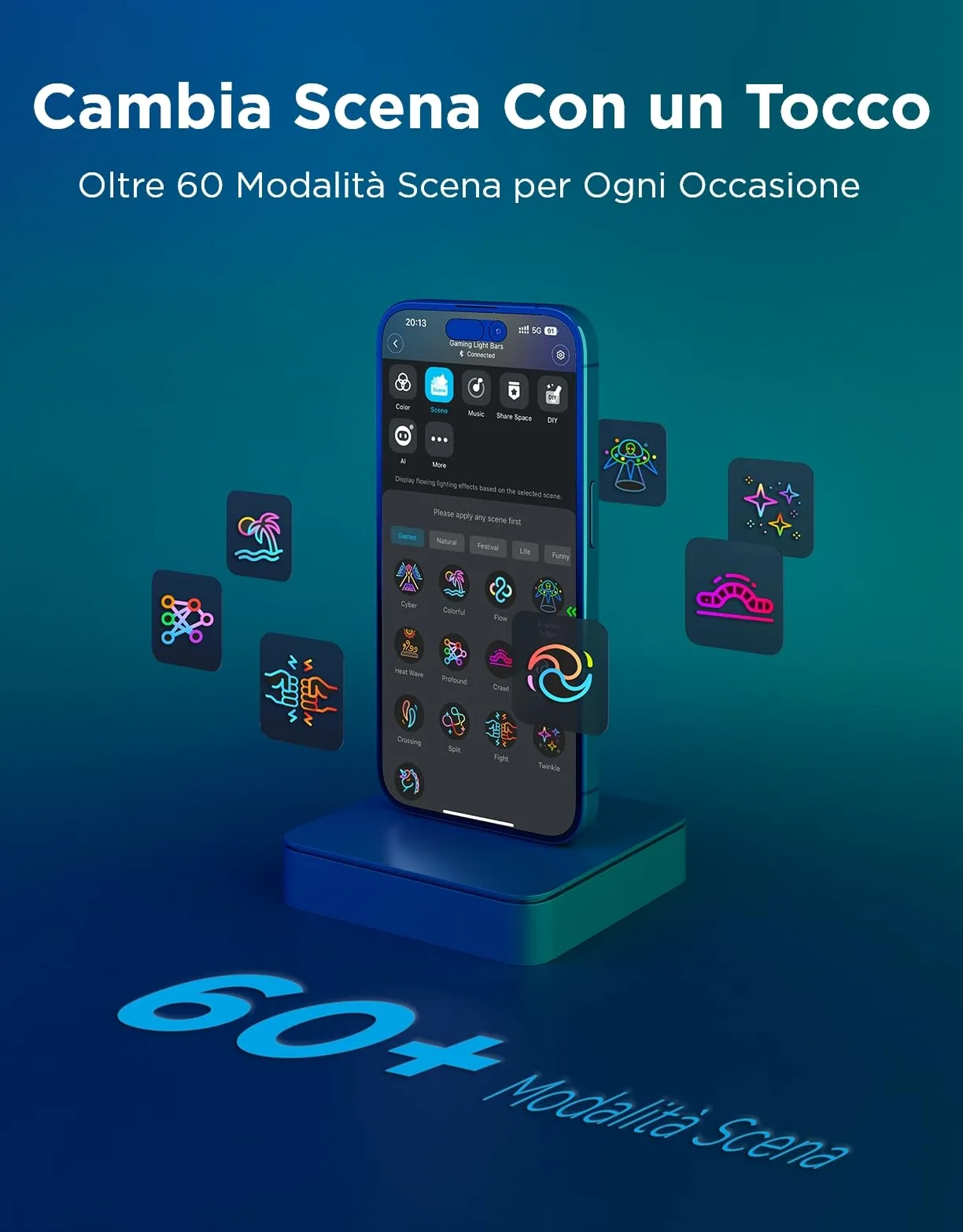 Govee Gaming Barre Luminose Pro, Strisce luminose LED intelligenti da gioco da 16 pollici aggiornate con illuminazione RGBIC a tre lati per monitor, 60+ scena, compatibili con Alexa e Google Home