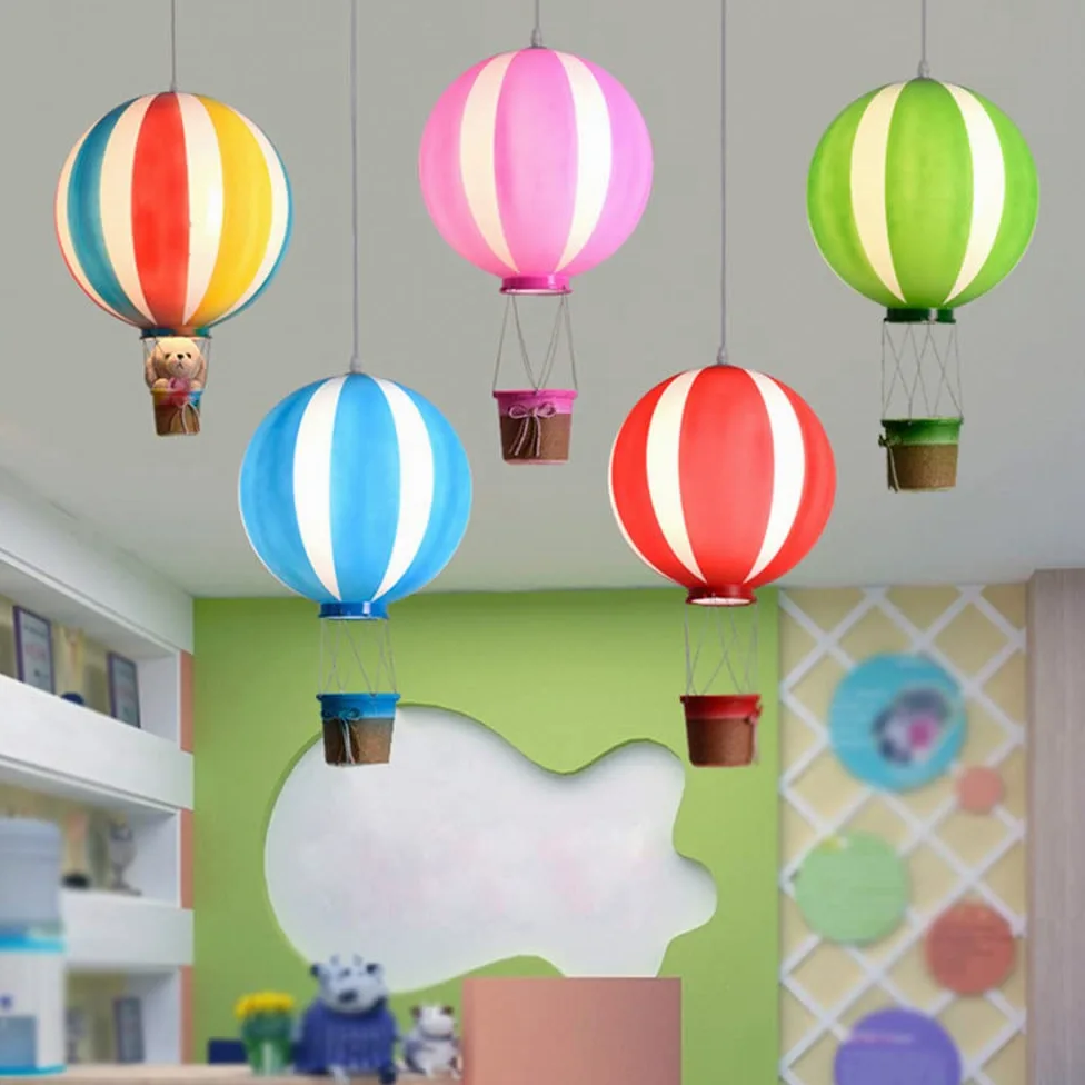 Lampada da soffitto Lampadari a sospensione a forma di mongolfiera, Decorazione boutique Lampada a sospensione a soffitto per camera da letto per ragazzi/ragazze Paralume in acrilico, Lampada a