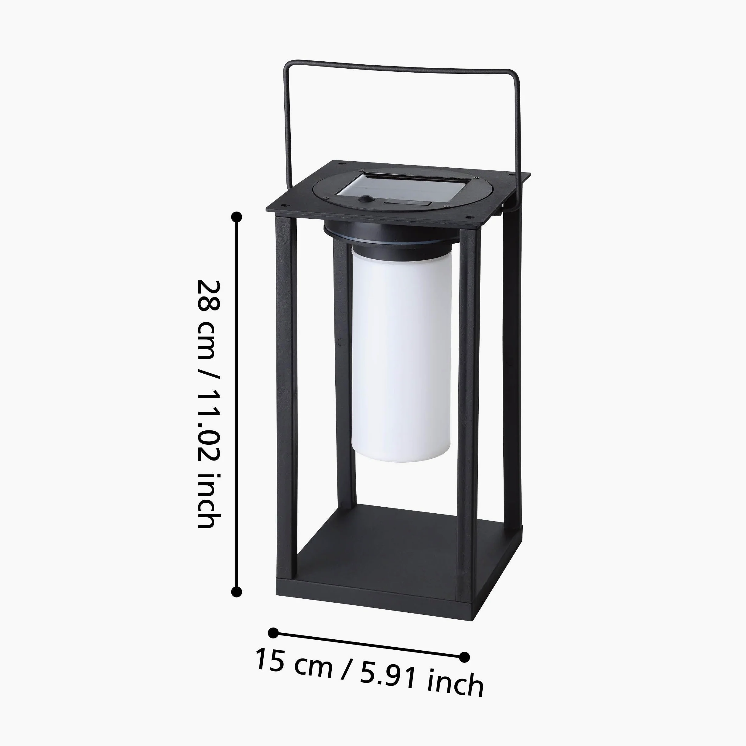 Eglo Lampada a LED da tavolo Usigni, lampada a energia solare per esterni, decorazione per balcone e patio, luce per giardino, lanterna a energia solare in plastica nera, IP44