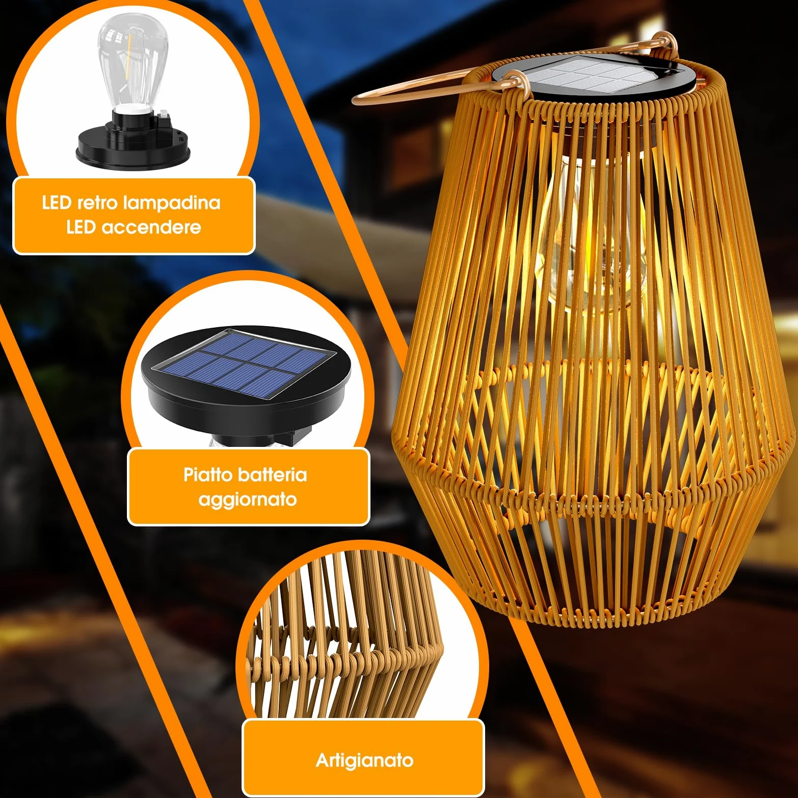 Lanterne da Esterno, KagoLing Lanterne Solari da Esterno 1 Pezzi IP65 Impermeabile Lampada Solare da Giardino per Natale Feste Decorazioni natalizie