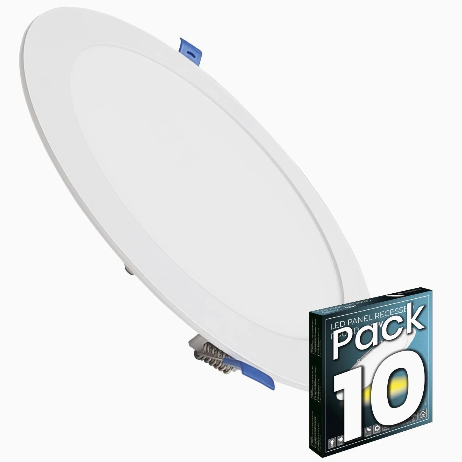 LED ATOMANT Confezione da 10 Pannello LED Downlight da Incasso Rotondo Piato 20W 220mm 1800lm, Colore Bianco Freddo (6500K), Driver incluso