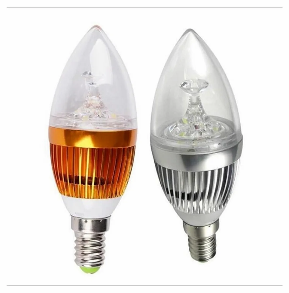 Fengyan Bulbi Domestici 50pcs / lot. AC85-265V 6W E14. Lampadina a candela a vite 3x2w Lampadina a candela a LED for interni caldo super puro bianco ( Colore : Gold shell , Dimensione : Blanc )
