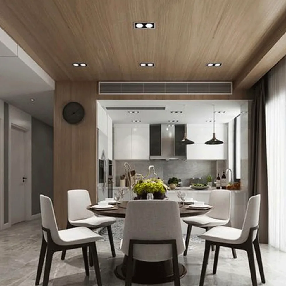 Generico Faretto da incasso a soffitto a LED a doppia testa con griglia quadrata for lampada spot da incasso for corridoio del centro commerciale(Black(18W),White light)