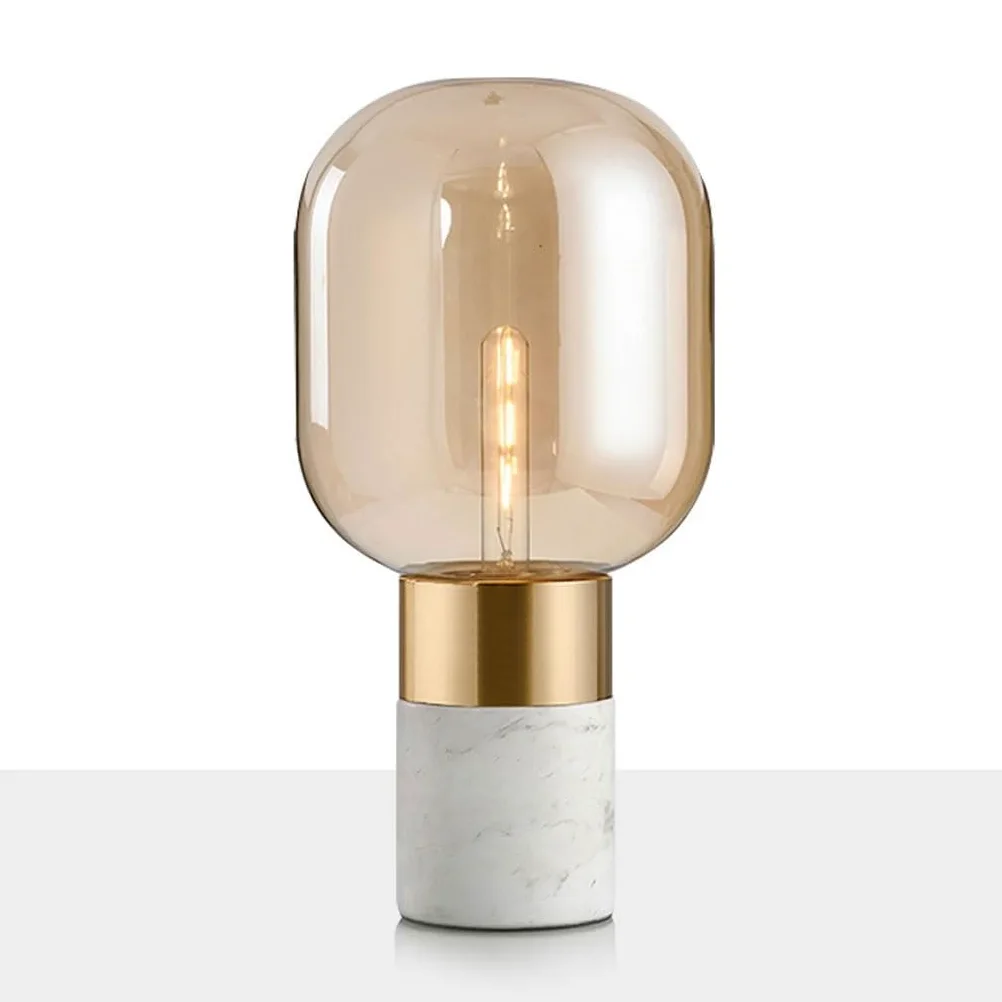 Lampada da Tavolo in Vetro Creativo Nordico Comodino for Camera Letto Bar Moderna in Marmo for Ristorante