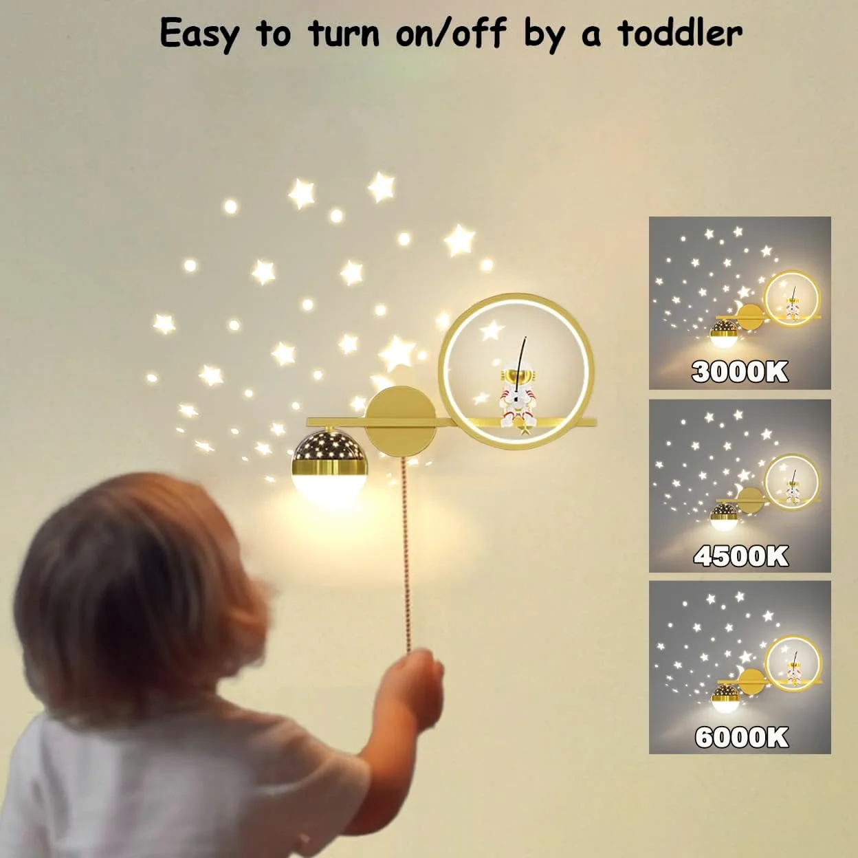 Applique da Parete LED per Bambini lampade da comodino Dimmerabile per camera dei bambini creativa Astronauta Spaziale Moderna Lampada a Muro Interni per Vivaio Stanza Bambin camera da letto comodino