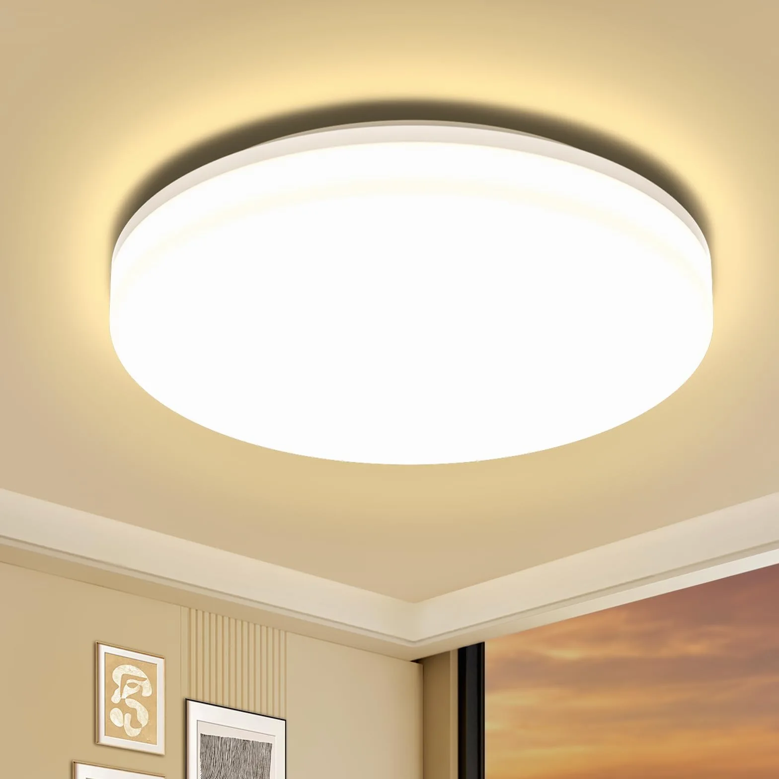 18W moderno impermeabile LED Lampada a soffitto tondo sottile plafoniera 1650lm Bianco caldo 3000K plafoniere a led per Soggiorno Sala da pranzo Camera da letto Bagno Cucina Balcone Corridoio