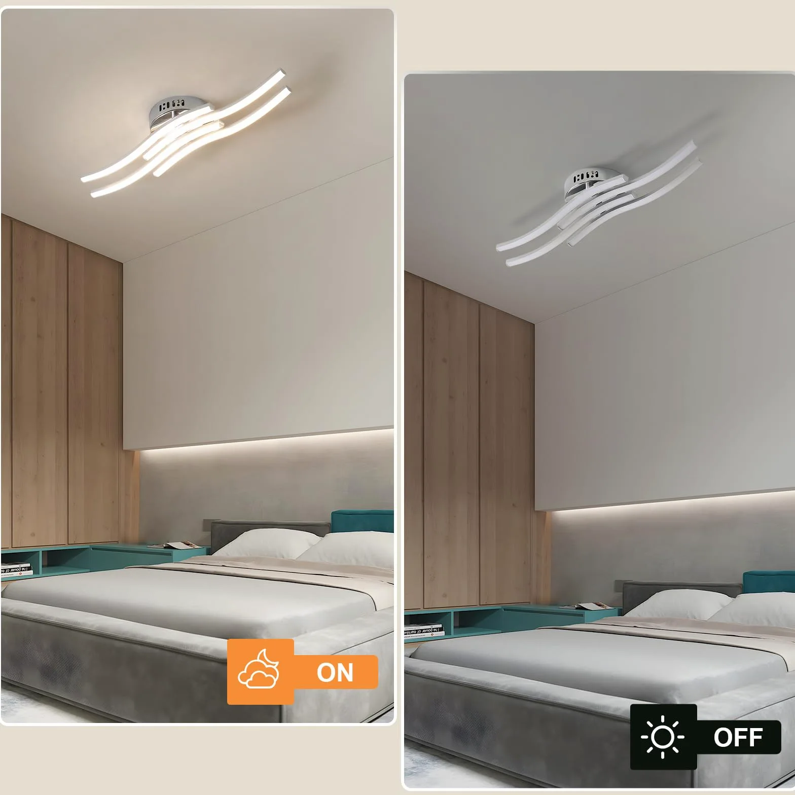 Osairous Plafoniera LED Soffitto Moderno, 24W 2300LM Lampada da Soffitto in Acrilico, Luce Bianca Neutra 4000K per Soggiorno Camera da Letto Cucina e Ristorante,53CM