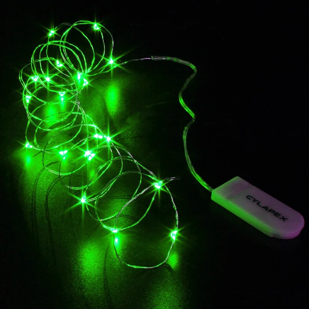 CYLAPEX Confezione da 6 lucine a batteria, 20 LED, 20 luci a LED color argento, lucciola con luna stellata, luci scintillanti per Halloween, barattoli, feste, Natale, centrotavola, decorazioni da