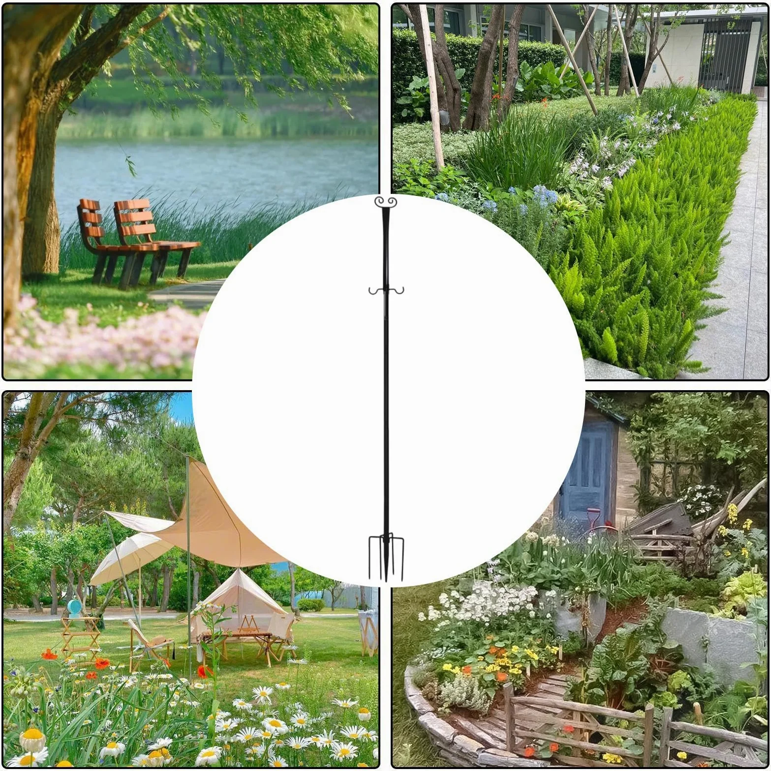Pali per luci da esterno | Metallo ispessito antiruggine Supporto sicuro per esterni | Pali per luci da giardino, patio, prato, prato, portico