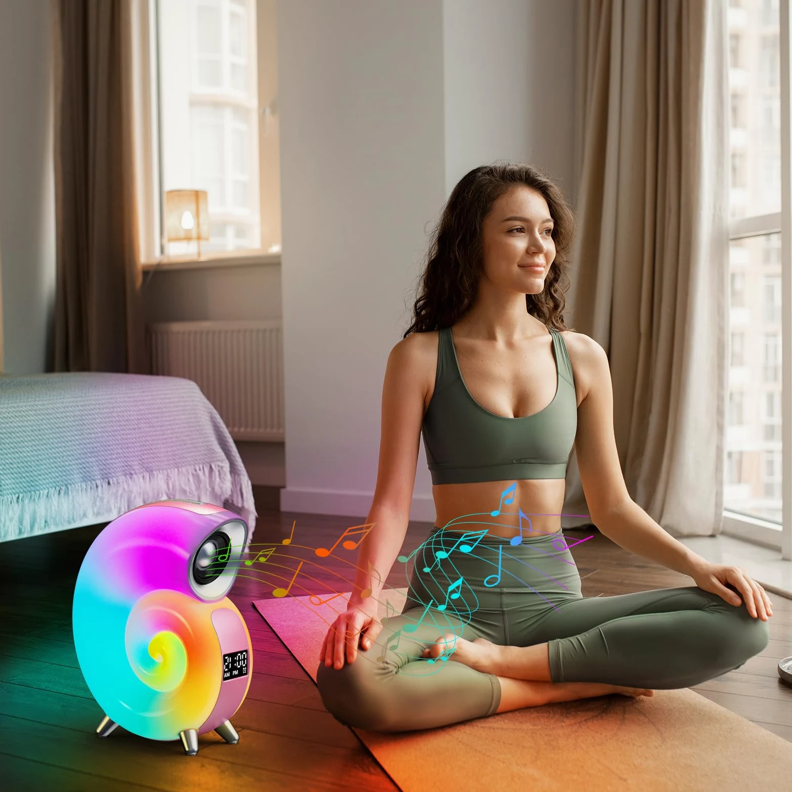 Euakee Wake Up Light, Sveglia Luce LED Intelligente, Lampada da tavolo intelligente, Intelligente Lampada da Comodino con Bluetooth Musica 16 Milioni di Colori Per Adulti & Bambini (Blu)