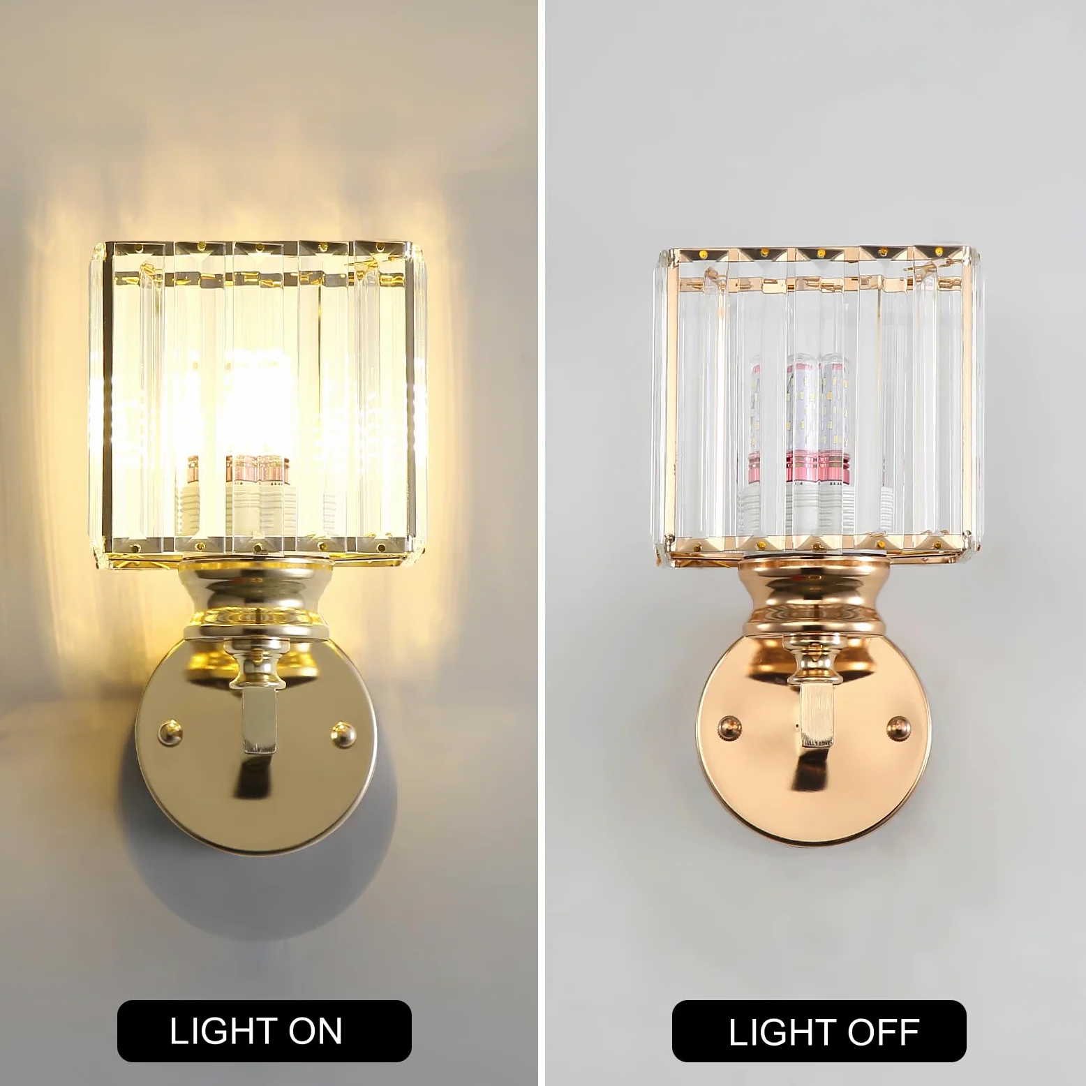 Applique Moderna In Cristallo, E27 Lampada Da Parete In Cristallo Oro, Per Camera Da Letto Soggiorno Sala Da Pranzo Corridoio Illuminazione