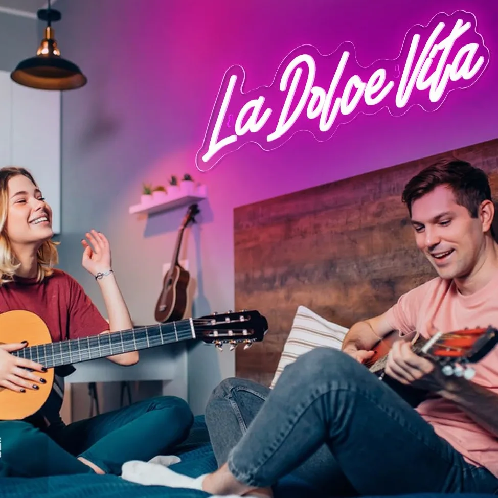 La Dolce Vita Targa neon per decorazione da parete, idea regalo per matrimoni, feste e compleanni, pratiche luci al neon a LED per la decorazione della casa