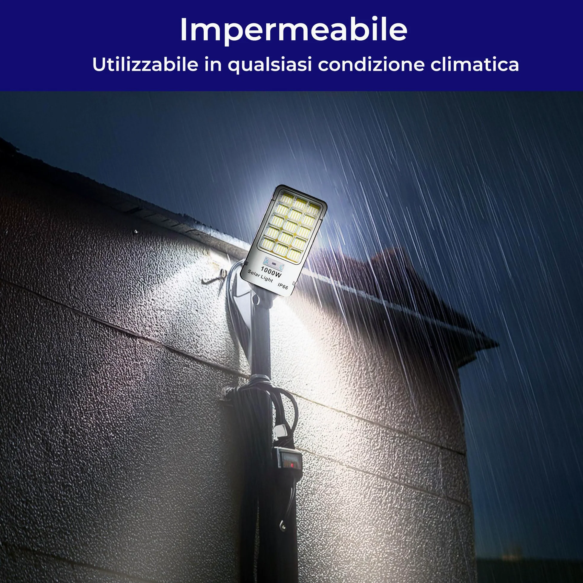 Lampione Solare LED Esterno 1000W con Sensore Crepuscolare e di Movimento, 420 LED 6500K, Telecomando Incluso, Impermeabile IP66, Luce Ultra Luminosa per Giardino, Cortile, Parcheggio