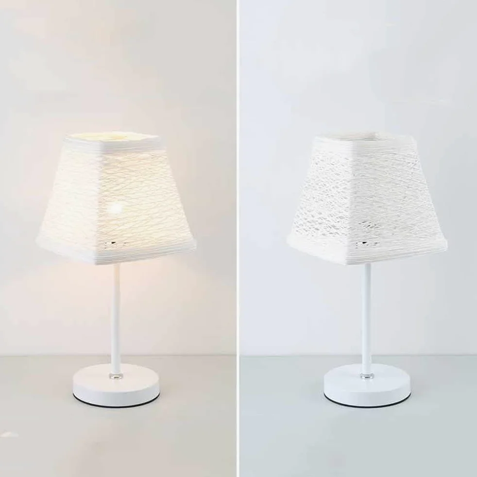 Lampada Da Tavolo Led E27 Tessuti a mano in rattan ombra Lampada da parete stile pastorale Luci di lettura Camera da letto Lampada da comodino Studio Protezione degli occhi Protezione dell'occhio (esc