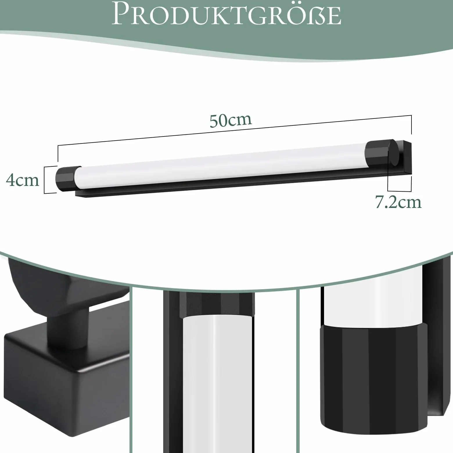 Lampada da specchio per bagno a LED - Nero Lampada da parete per | bagno da 50 cm, IP44, illuminazione per armadietto a specchio da 10W 4000K