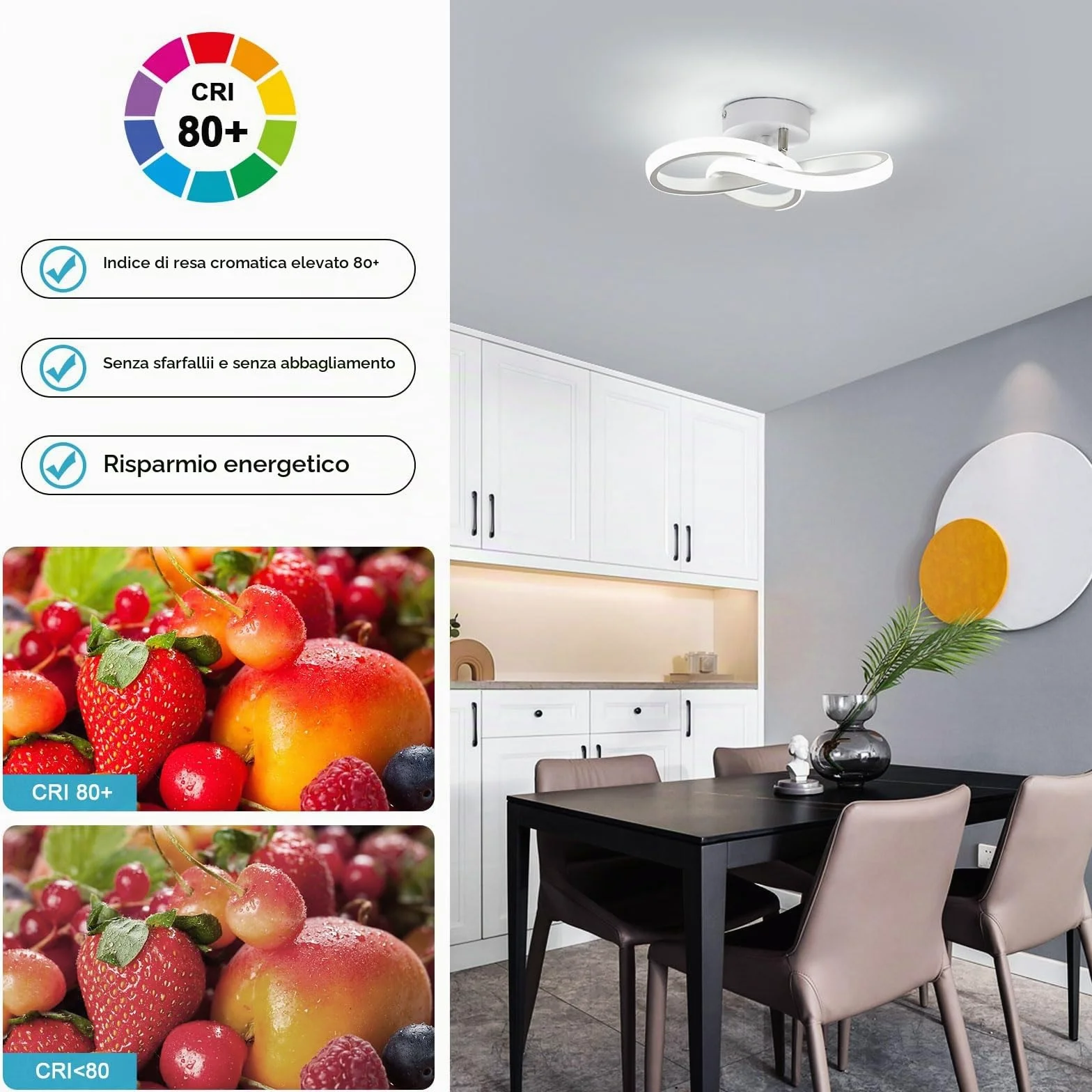 Osairous 2 Pezzi Plafoniera LED Soffitto Moderno, 22W 2475LM Lampadario LED Camera da Letto, Lampada da Soffitto Soggiorno Bianco Design Fiore per Cucina Corridoio, Bianco Freddo 6500K, 25CM