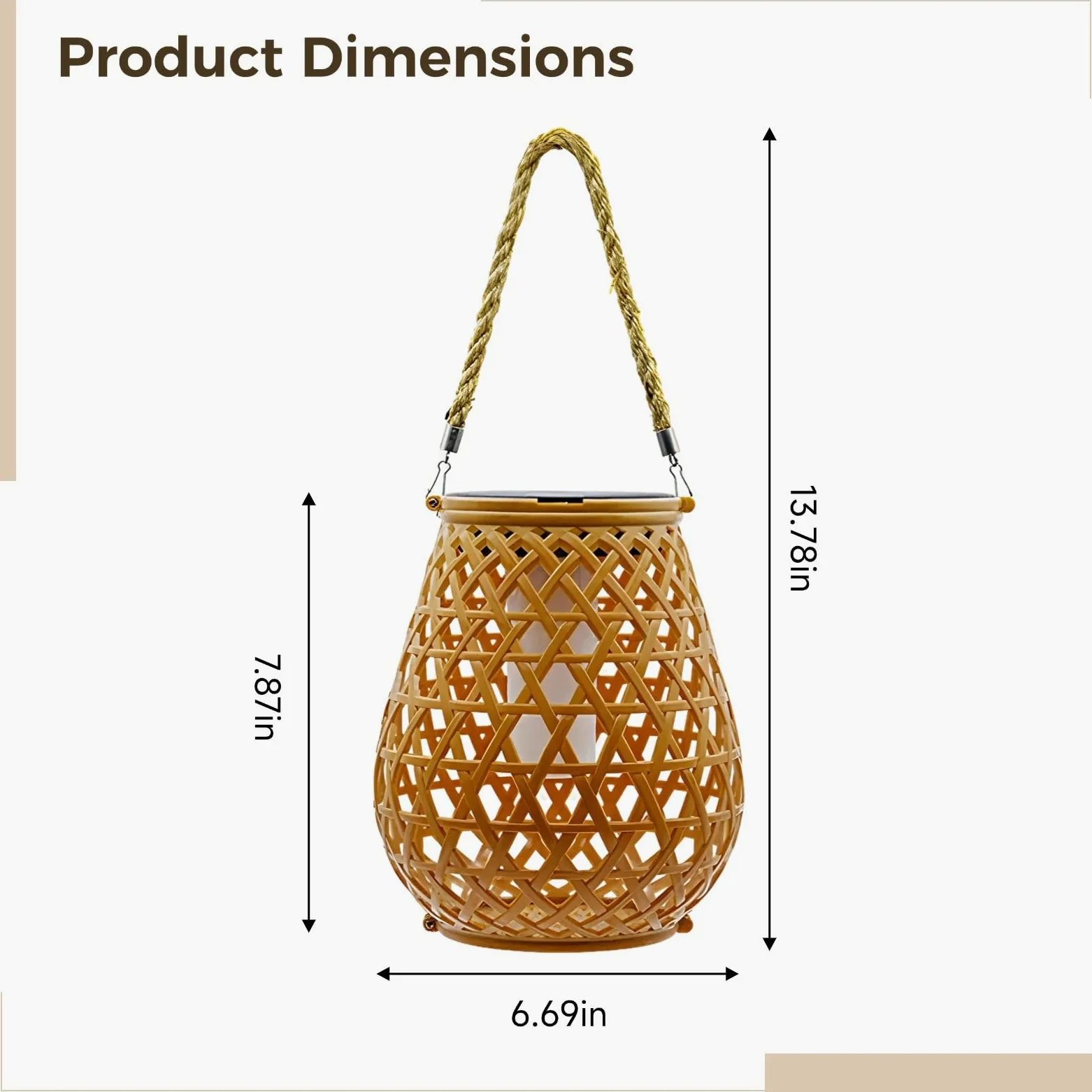 Lanterna da tavolo in rattan intrecciato a energia solare, altezza 35 cm, diametro 17 cm, grado di protezione IP44, ideale per giardini e balconi