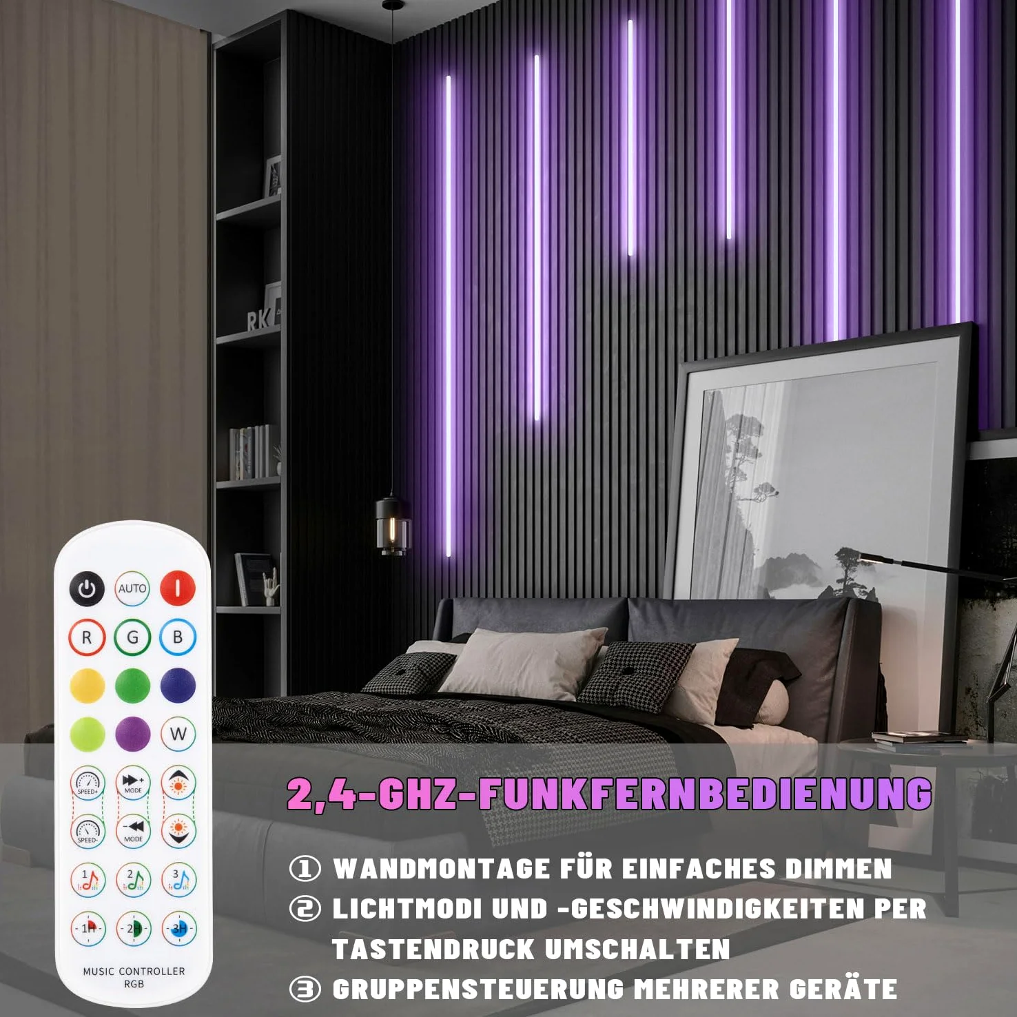 LICHASER 6 Nero Incasso LED Striscia per Pannelli Fonoassorbenti, WiFi Profilo Alluminio per Strisce LED Compatibile con Alexa, Bianca Calda Autoadesiva per Pannelli Acustici (2*32+2*40+2*60 cm)