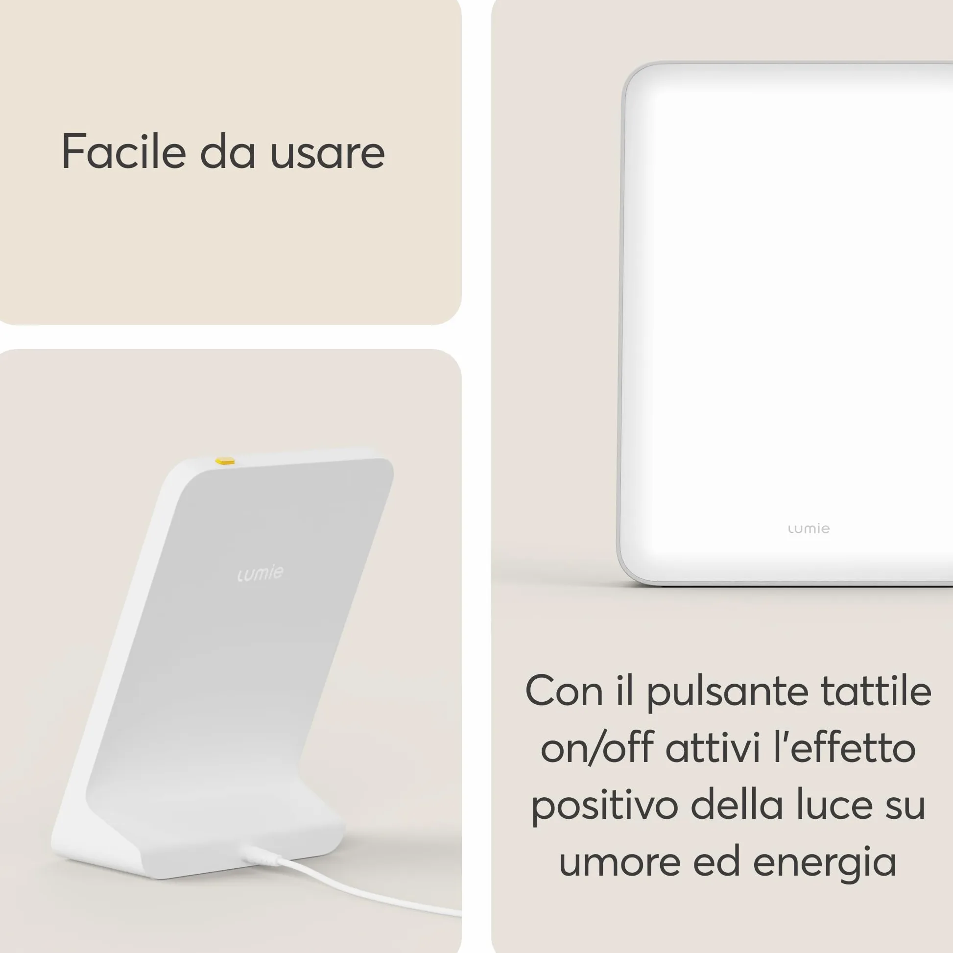 Lumie Mini Lampada compatta per terapia della luce intensa per ottimizzare l'umore, l'energia e l'attenzione