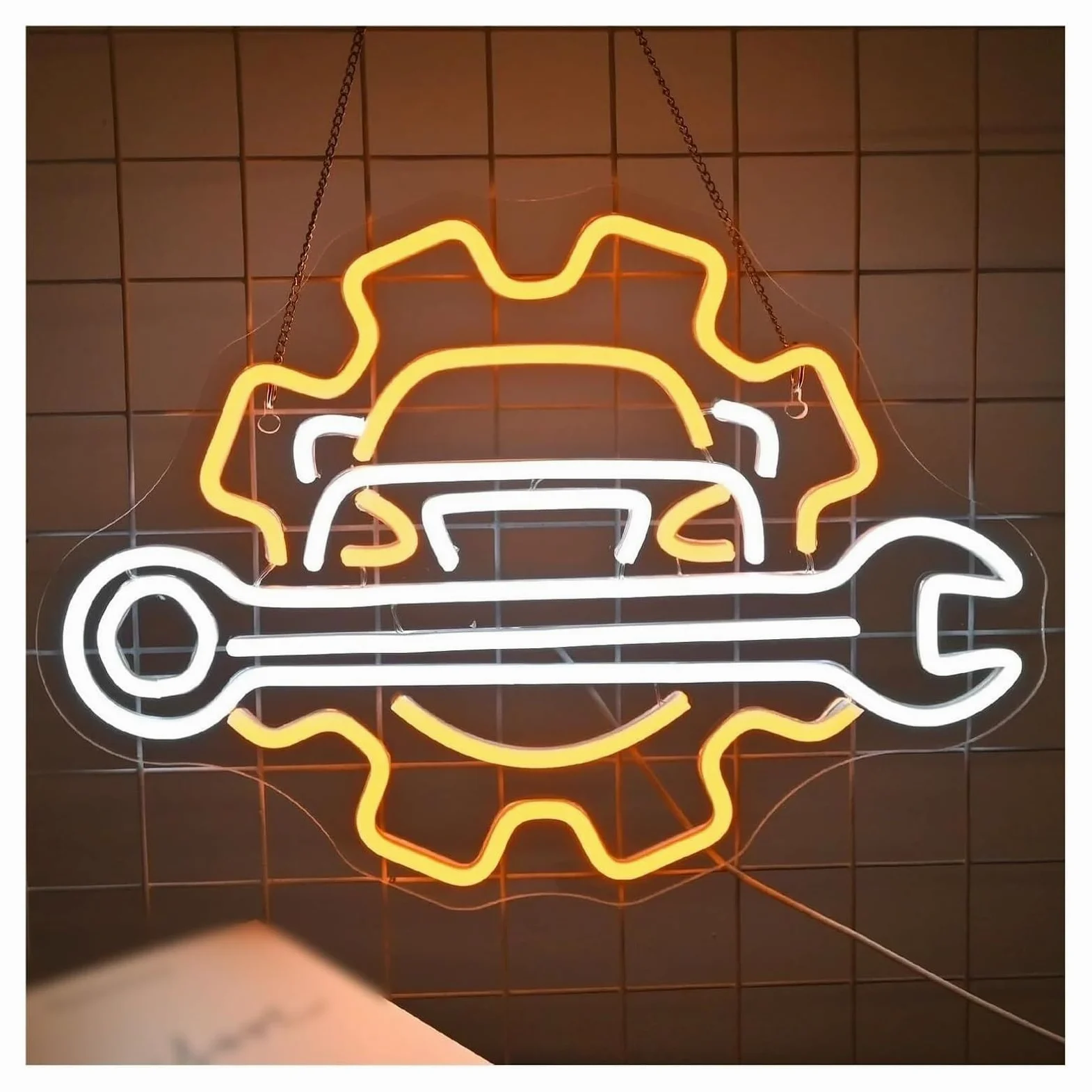 insegna luminosa al neon Lampada al neon rilassante per officina meccanica, decorazione murale(A)