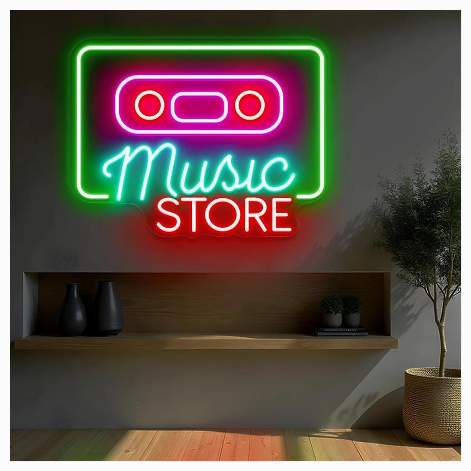 Luci al Neon Da Parete Luci Al Neon Per Negozi Di Musica Adatte Per Panetterie, Negozi Di Dolci, Negozi Di Musica, Decorazioni Murali 32cmx43cm(B)