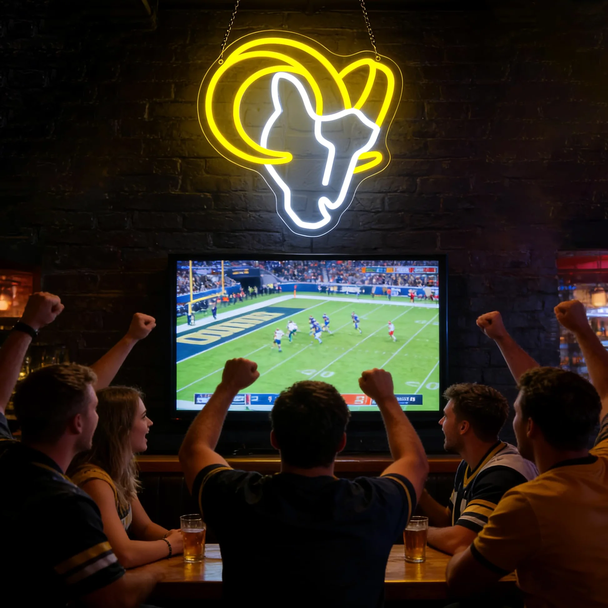Insegna al neon per decorazione da parete con logo della squadra, luce al neon per uomo, luce LED dimmerabile, per sala giochi, sport, bar, camera da letto, fan del calcio, regali di compleanno