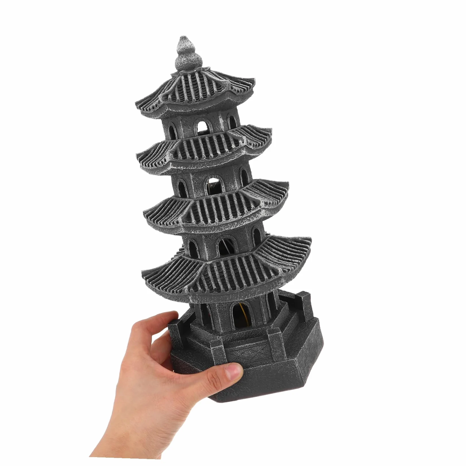 Sosoport Lanterna Solare a Pagoda Giapponese in Resina da Giardino, Decorazione Orientale per Esterni Illuminazione a LED per Vialetti e Patio, Luce Solare da Esterno per Atmosfera Serale
