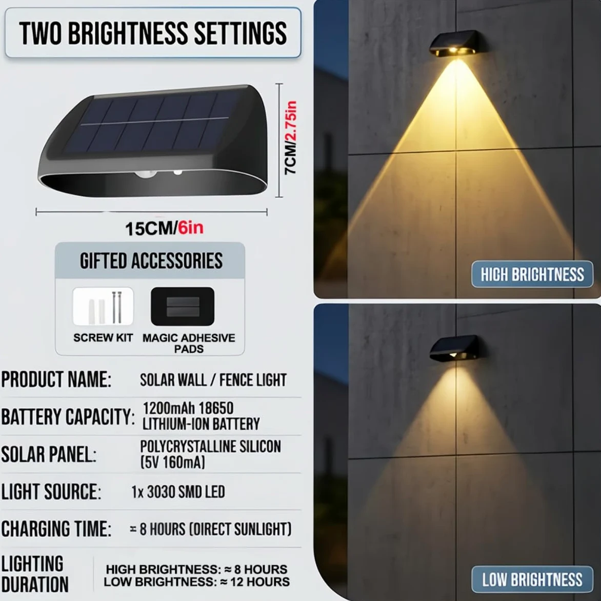 4 Pezzi Luce Solare led Esterno da Giardino, Lampada Solare da Esterno, IP55 Impermeabile Faretti, Applique da Parete, Segnapasso per Scale, Patio, Terrazzo, Vialetto (Bianco Caldo)