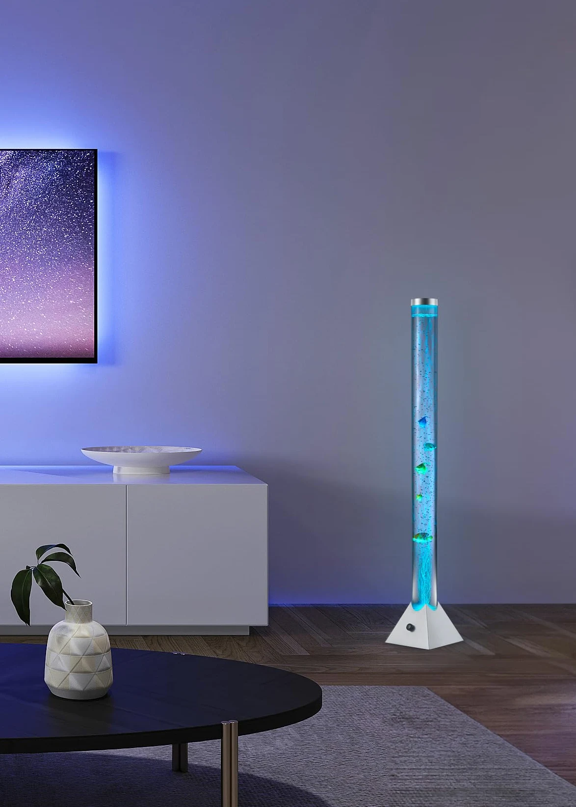 Reality Leuchten RLLiveYourLight Motion Piantana, LED, 3,6 W, Multicolore/titano/nero, 21,5 x 21,5 x 130 cm