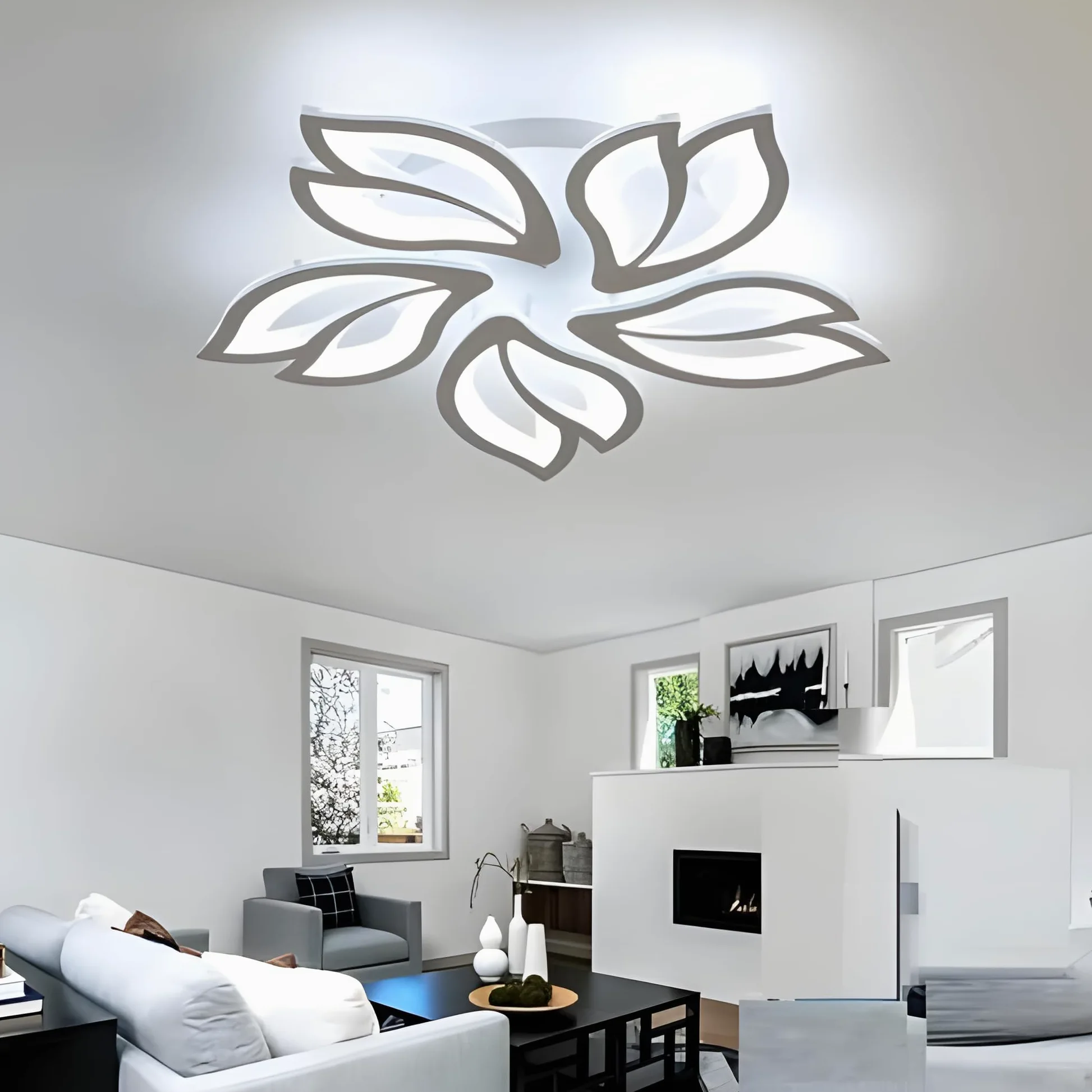Comely Plafoniera LED, 65W Moderna Lampada da Soffitto in Acrilico, Forma di Fiore Design Plafoniere da Soffitto LED 7200LM per Soggiorno, Cucina, Camera da Letto, Studio