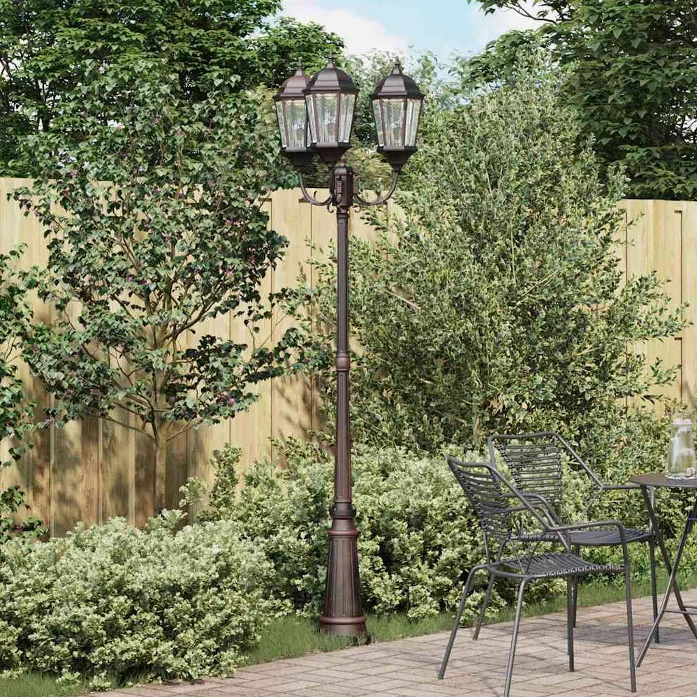 vidaXL Luce da Giardino Bronzo 61 x 53 x 235 cm Alluminio e Vetro, Lampioni in Alluminio per Giardini e terrazzi, luci robuste per vialetti, Decorazioni Outdoor
