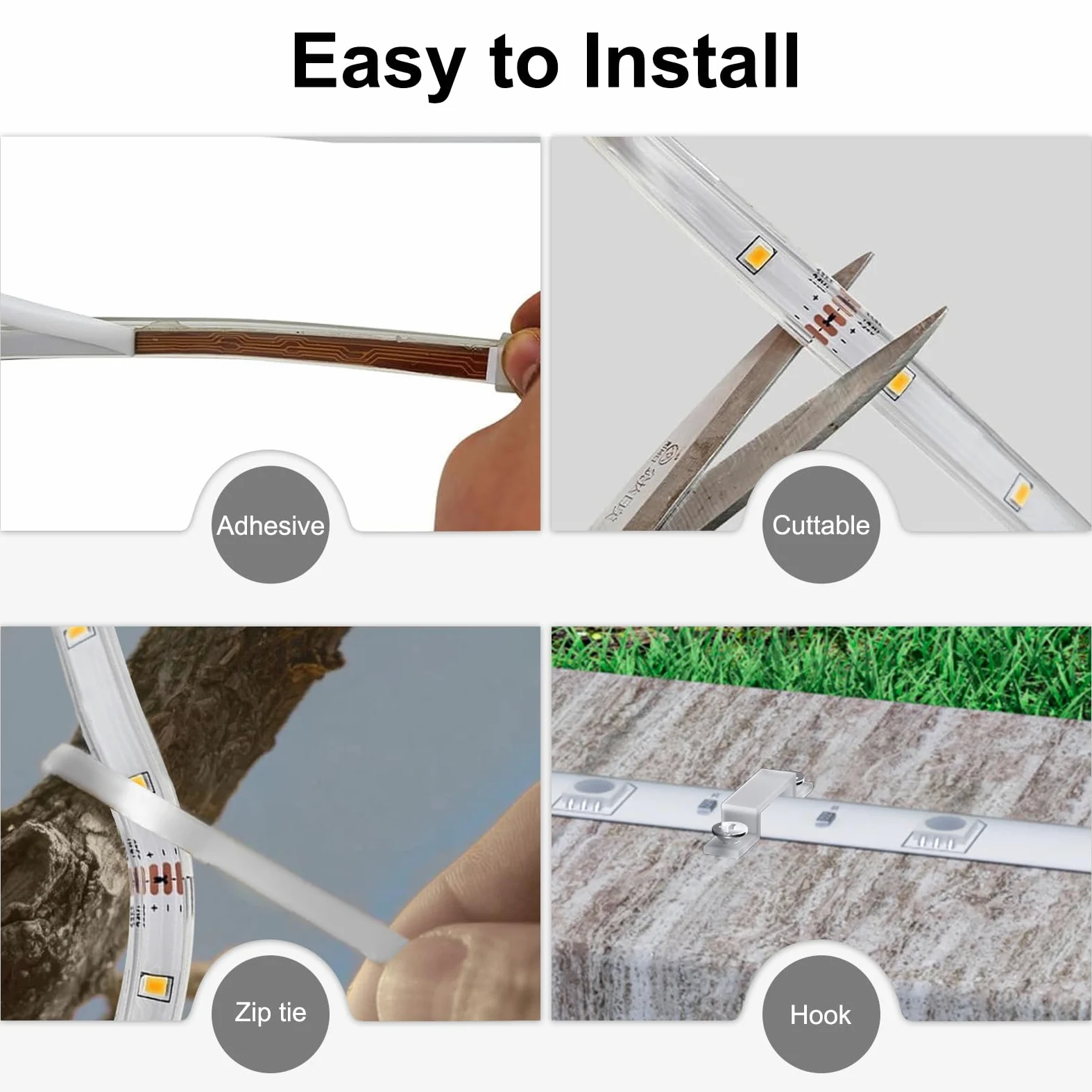 Striscia di luci a LED a energia solare per esterni, 15 m, autoadesiva, impermeabile, 8 modalità con timer remoto e accensione automatica, perfetta per terrazza, patio, sentieri, decorazioni