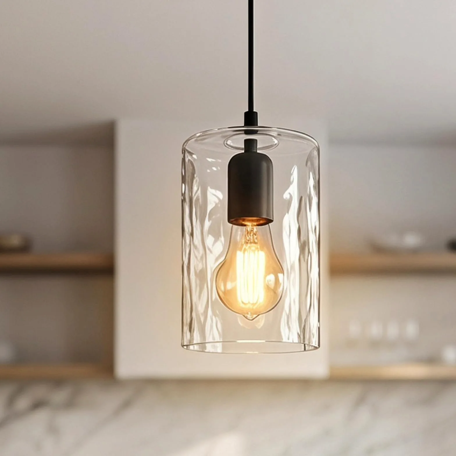 POPETPOP 3 Pezzi Paralume in Vetro Trasparente Martellato Cilindrico E27 | Diffusione Uniforme della Luce, Leggero e Resistente alle Alte Temperature, Ricambio per Soggiorno e Ambienti Commerciali