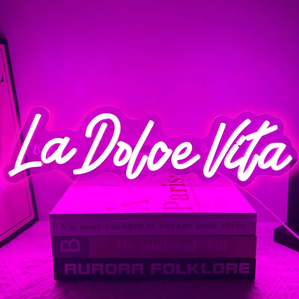 La Dolce Vita Targa neon per decorazione da parete, idea regalo per matrimoni, feste e compleanni, pratiche luci al neon a LED per la decorazione della casa