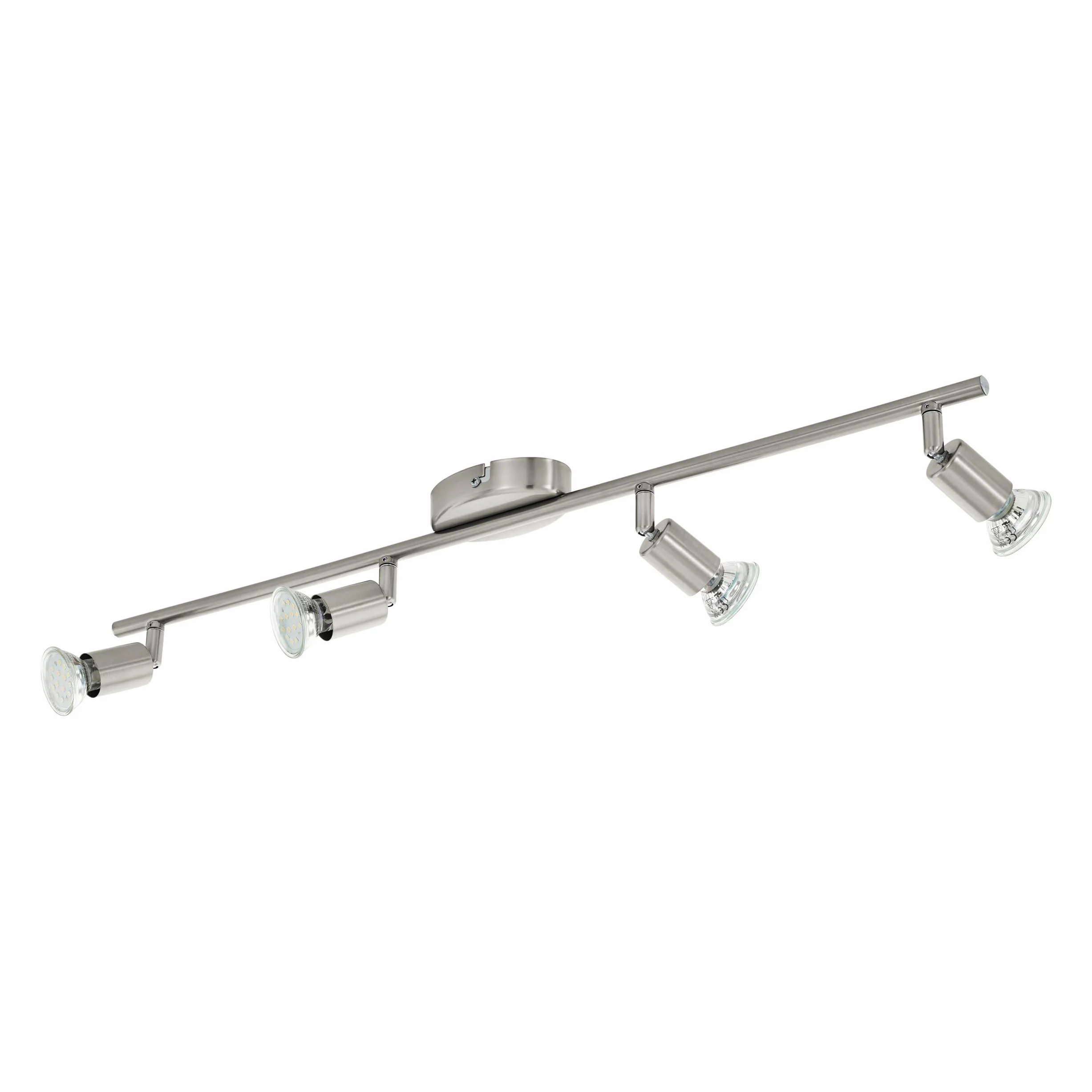 Eglo LED Plafoniera Buzz-LED, lampada da soffitto 4 fiamme, faretti | da soffitto in metallo nichel opaco, lampada per soggiorno, cucina, spot con lampadine GU10, luce calda, L 68,5 cm