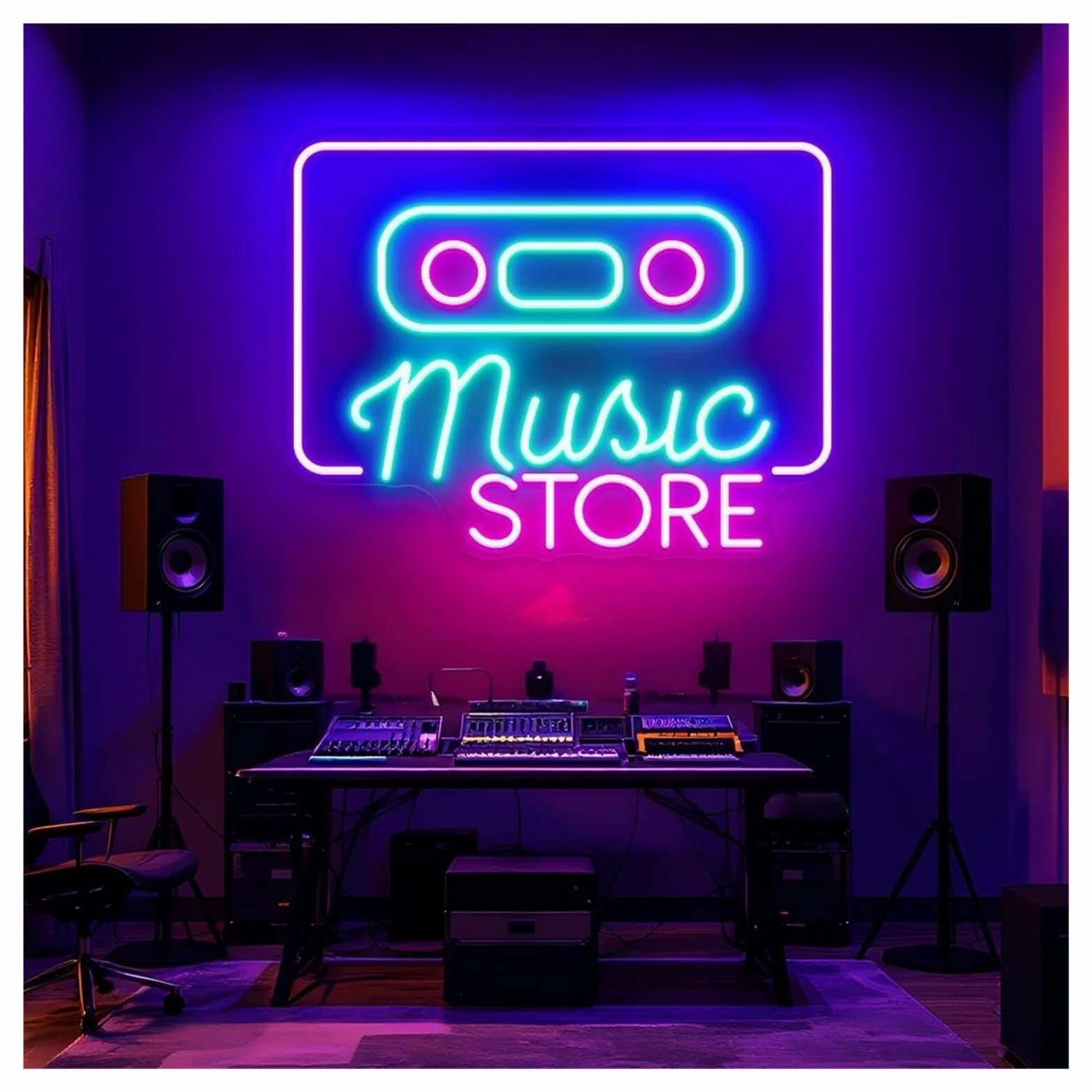 XENITE Luci al Neon Da Parete Luci Al Neon Per Negozi Di Musica Adatte Per Panetterie, Negozi Di Dolci, Negozi Di Musica, Decorazioni Murali 32cmx43cm(UN)